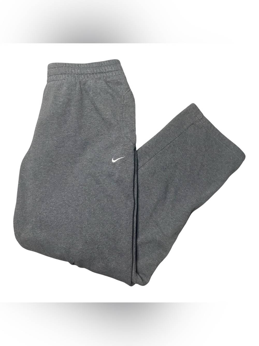 Vintage Nike Gray Baggy Mens Large Sweat Pants with White Swoosh Logo